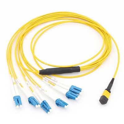 12 Fiber MTP APC ถึง LC Singlemode Fanout Breakout ชุดสายเคเบิลไฟเบอร์ออปติก