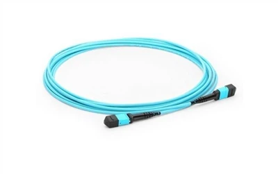 ขั้ว B 40G MTP ไปยัง MTP Multimode OM3 การต่อสายไฟใยแก้วนำแสง Aqua Plenum QSFP + ไปยัง QSFP Assembly